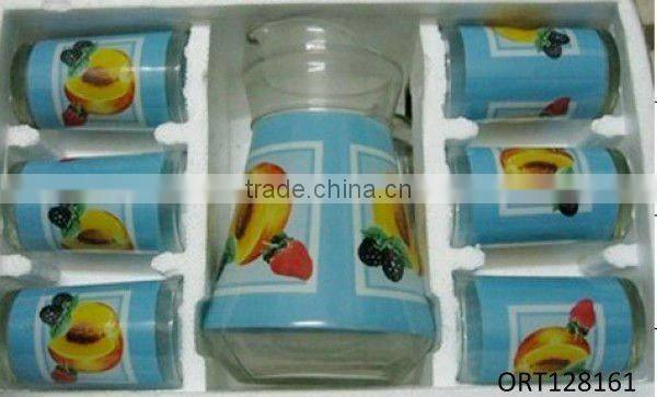 1000ml clear glass jug and 4pcs glass cup set high quality 1 liter white lid clear glass water jug set