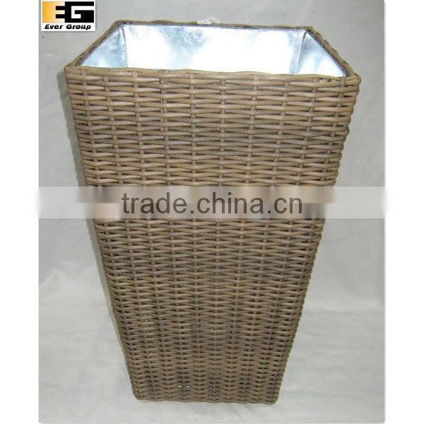 gray pe rattan woven planter