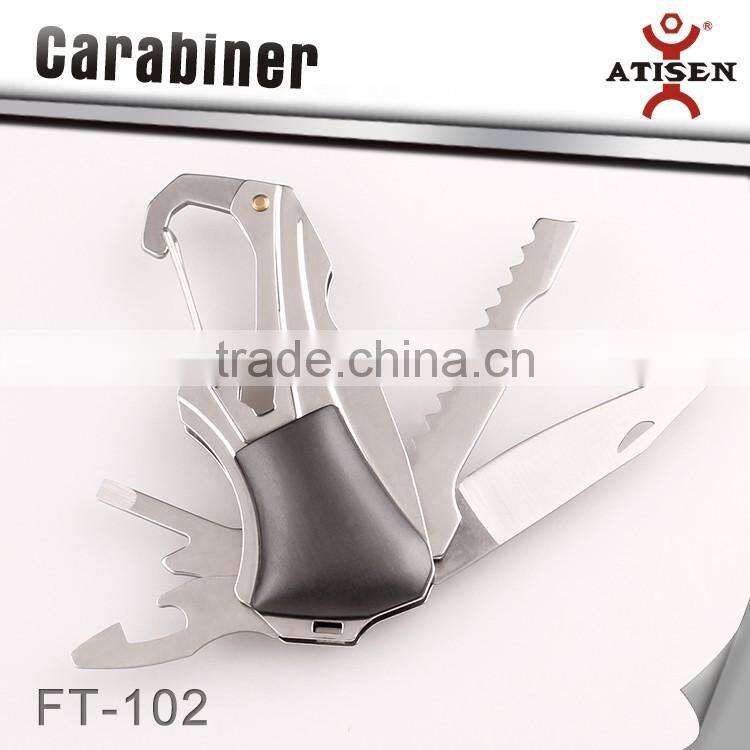 2Cr13 Stainless Steel Carabiner Outdoor Survival Camping Keychain Multi Tools