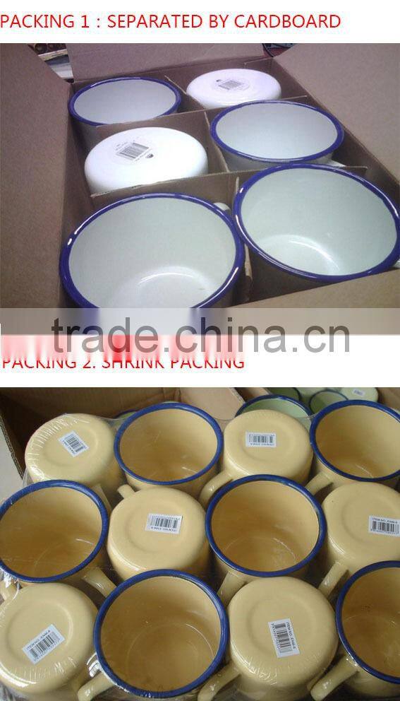 6/7/8/9/10/12cm GREEN carbon steel metal enamel mug plain