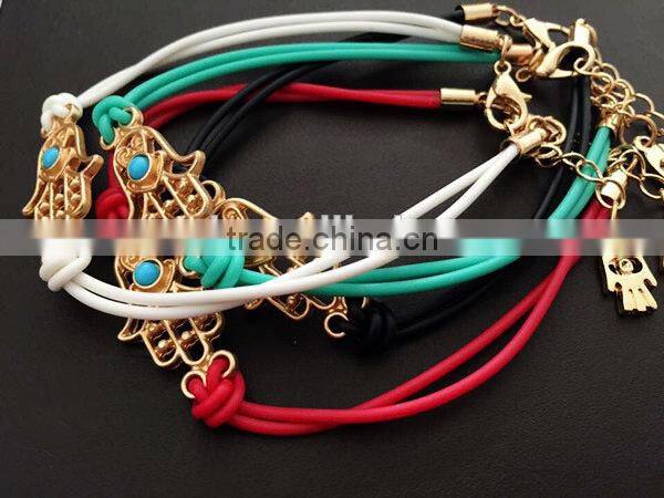gold hamsa hand rubber bracelet