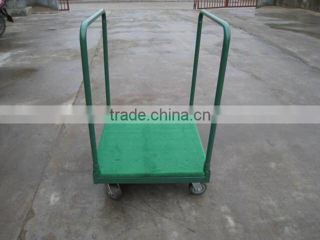 Tool cart with carpeted deck tray dolly pushing wagon