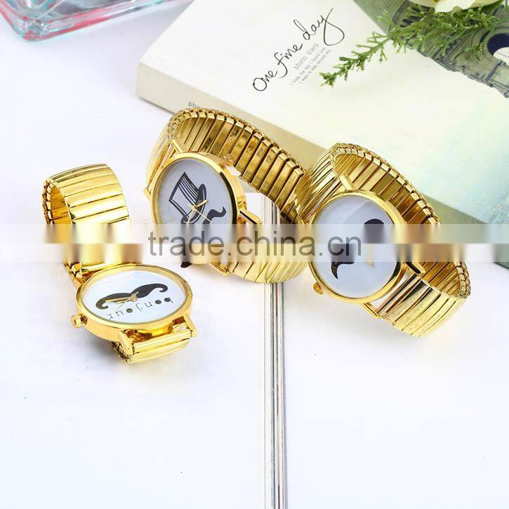 New Mustache Pattern Quartz Winner Watch With Metal Band