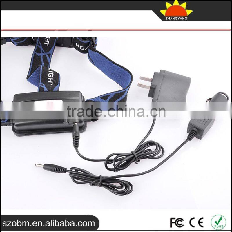 Wholesale high quality XML T6 LED 2000 Lm Remote control Rechargeable Headlamp with 18650 Battery, charger and car charger
