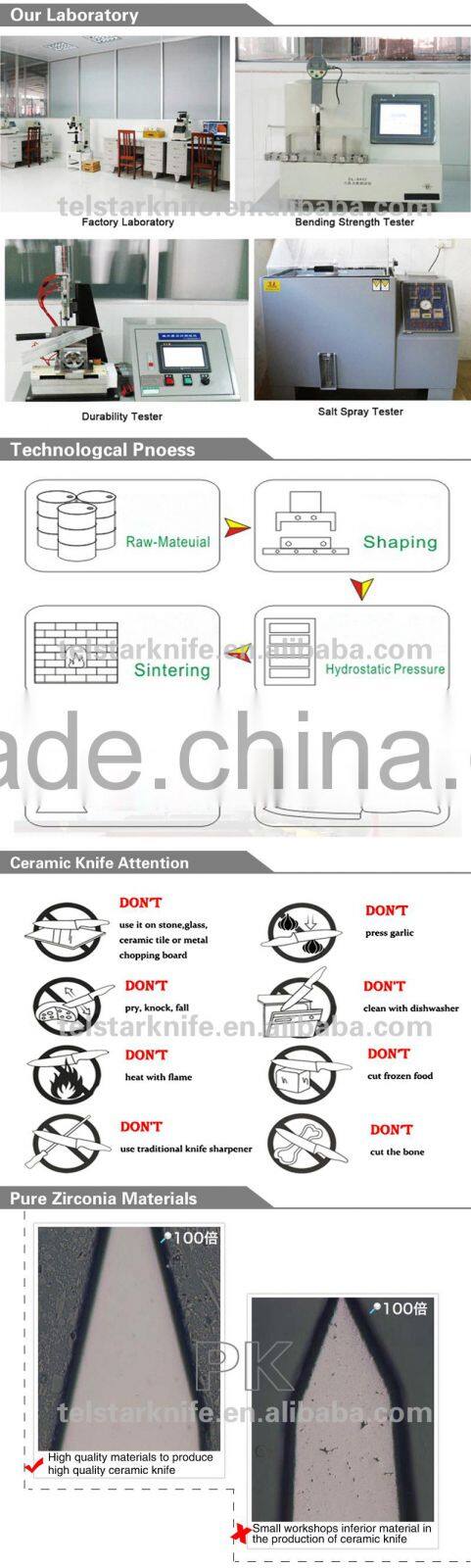 ABS processing high-grade 3 sets zirconia ceramic knives combination suit