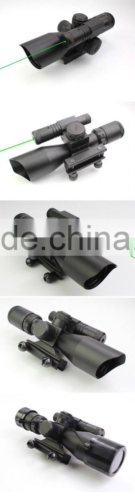 Compact 2.5-10X40 riflescope red green Mil-Dot Reticle attached green laser with standard weaver rail mount