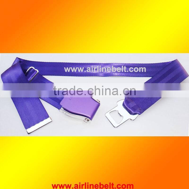 Various colors airplane belt with metal end pieces/Beer bottle opener