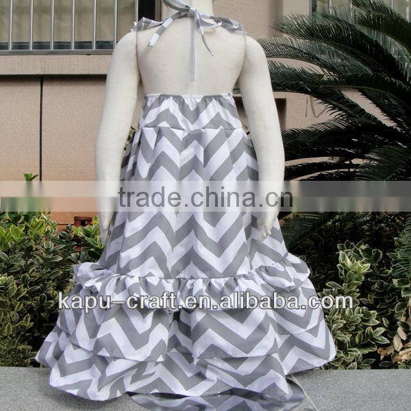 Chevron maxi backless kids dresses
