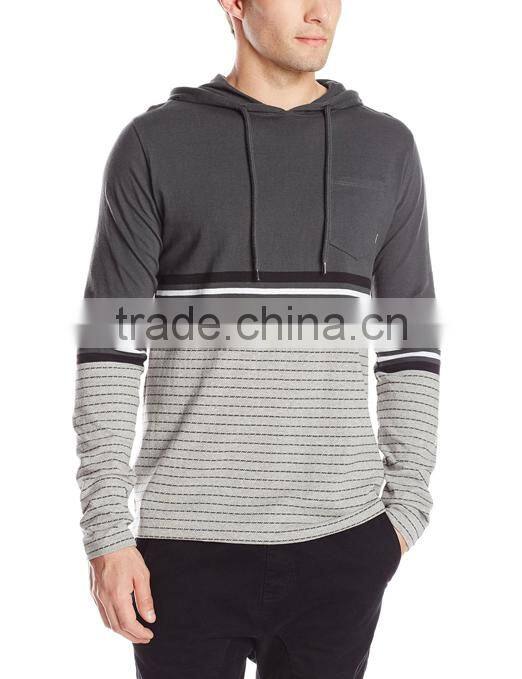 2016 men fashion stripe long sleeve t shirt with hood