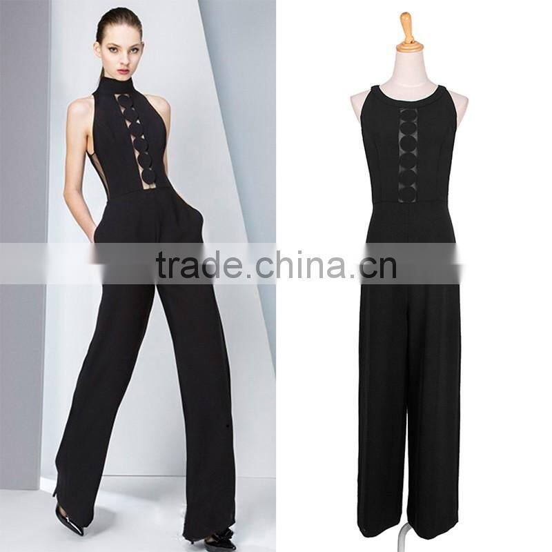 MaxNegio Brand Wholesale Fashion Chiffon 2016 Latest Design Jewel Neck Party Jumpsuit for Ladies