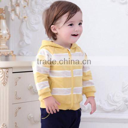 Baby Striped Hoodies Custom Toddler's Autumn Warm Hoody Zip Up Sweatshirt Wholesale