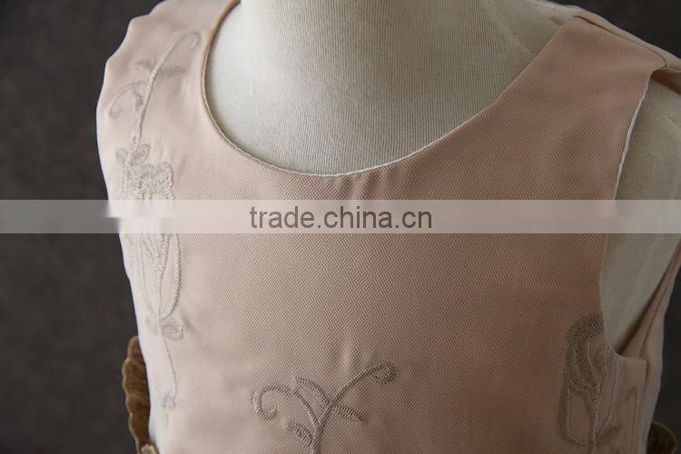 High quality Elegant children's boutique clothing Sleeves Sexy handmade flower many layer baby party dress Spain cake dresses