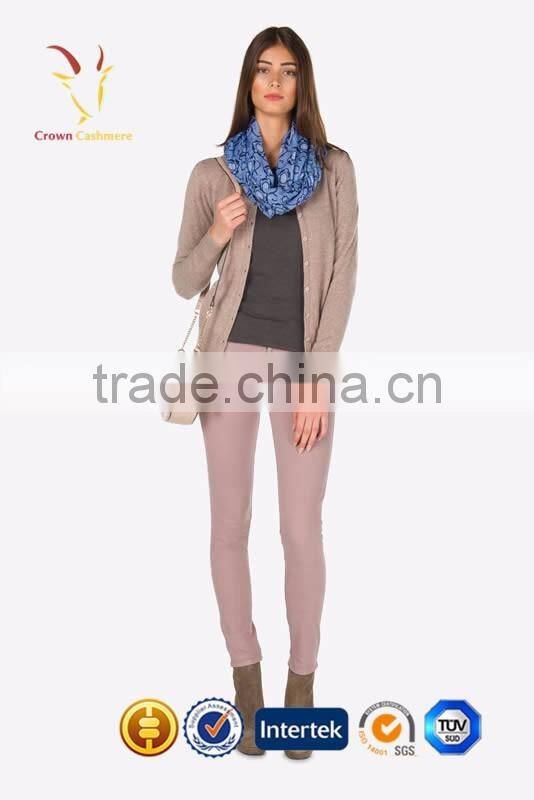 European Private Label Cardigan Pure Cashmere Wool Sweater for Ladies