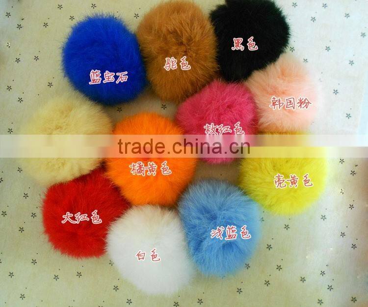 New Promotional Fox & Rabbit Fur Ball Fur Pom Poms Keychain