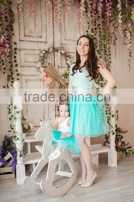 Pretty Set Of Matching Mother Daughter Tutu Dress Short Mini Skirt +Tank+Tops