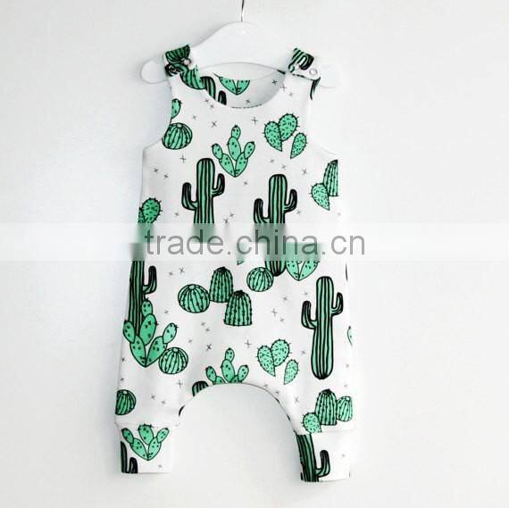 Spring New Arrive Baby Boys Cactus Printed Soft Cotton Romper