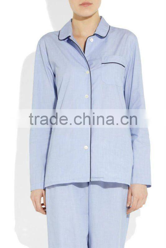 piped cotton pajama set