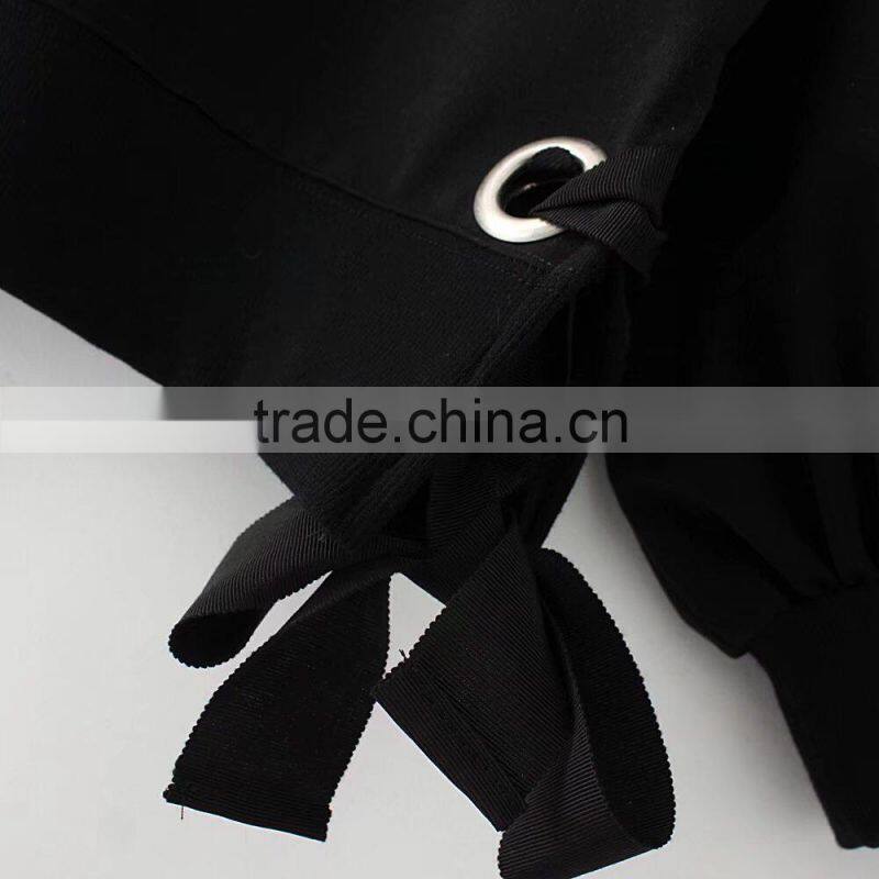 Womens pullover black Buckle cool hoodies Oversized sweatshirts