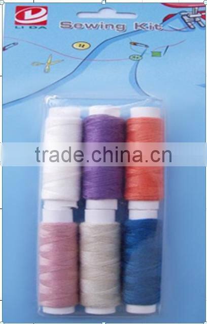 15pcs in clear box paper tube polyester sewing thread