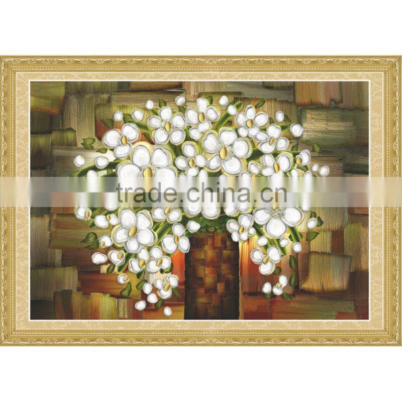 Hot Sale Silver Flower Pattern Embroidery Diamond &Rhinestone Painting DIY Kit Cross Stitch For Living Room