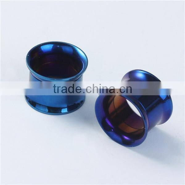 14mm Stainless Steel Ear Stretcher Expander Cylinder Blue Cheap Ear Gauge Plugs