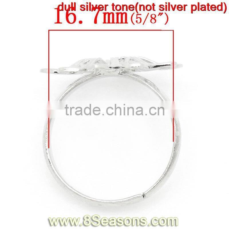 Fashion Copper Adjustable Button Rings Silver Tone Ring Fit Snaps