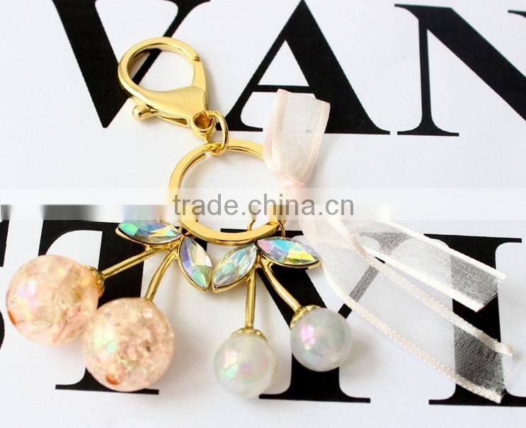 Promotional Gifts,Keychain,Key Chain,Glass Bead Cherry Carabiner Key Rings