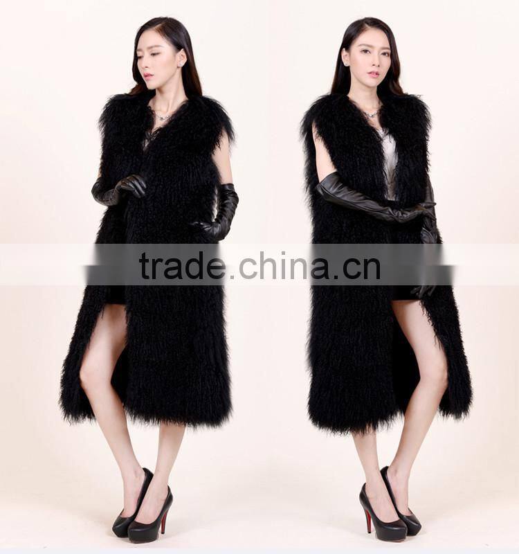 SJ226-02 Black New Arrival 2016 Real Fur Outwear Fur Coat Women
