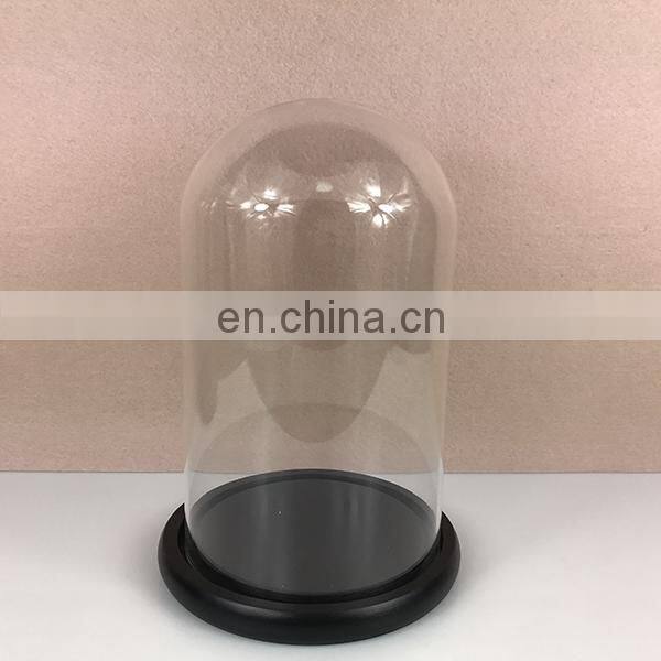 Glass Display Cloche Bell Jar Dome Flower Immortal Preservation Vase Wooden Base