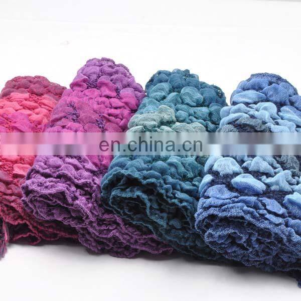 VINTAGE TEXTURED BOUNCY WRAP YARN WINTER BUBBLE RUFFLE SCARF