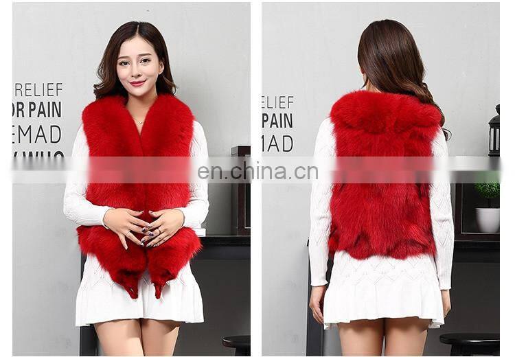 2017 Fashionable Women Real Fur Sleeveless Coat Women Genuine Fox Fur Vest
