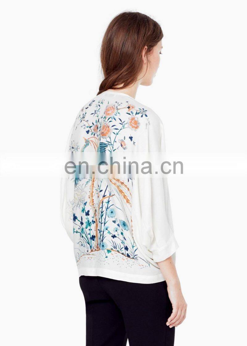 Alibaba China supplier latest style American stylish long sleeve high quality embroidery chiffon lady blouse