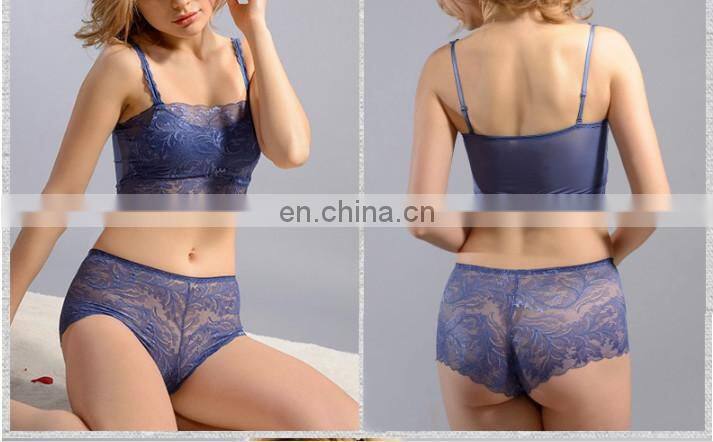 2015 hot selling lace transparent women inner tank top set
