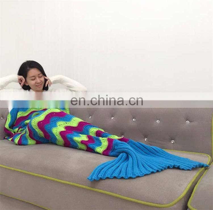 2017 Colorful Large Rainbow Mermaid Shape Blankets Fashion Adult Size Warm Crochet Blankets