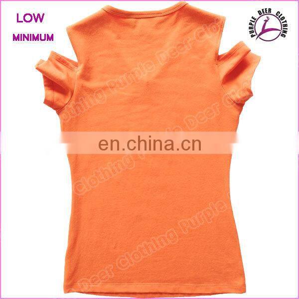 Women V neck off shoulder t shirt printing custom t-shirt cotton t shirt