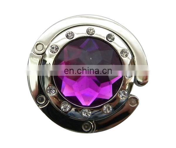 Free sample crystal stone folding purse bag hook handbag hanger