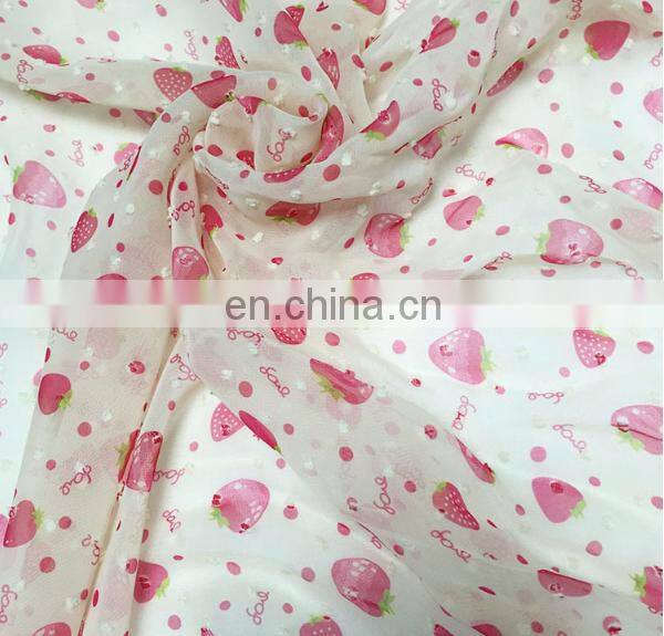China supplier fruit design printed chiffon fabric for garment
