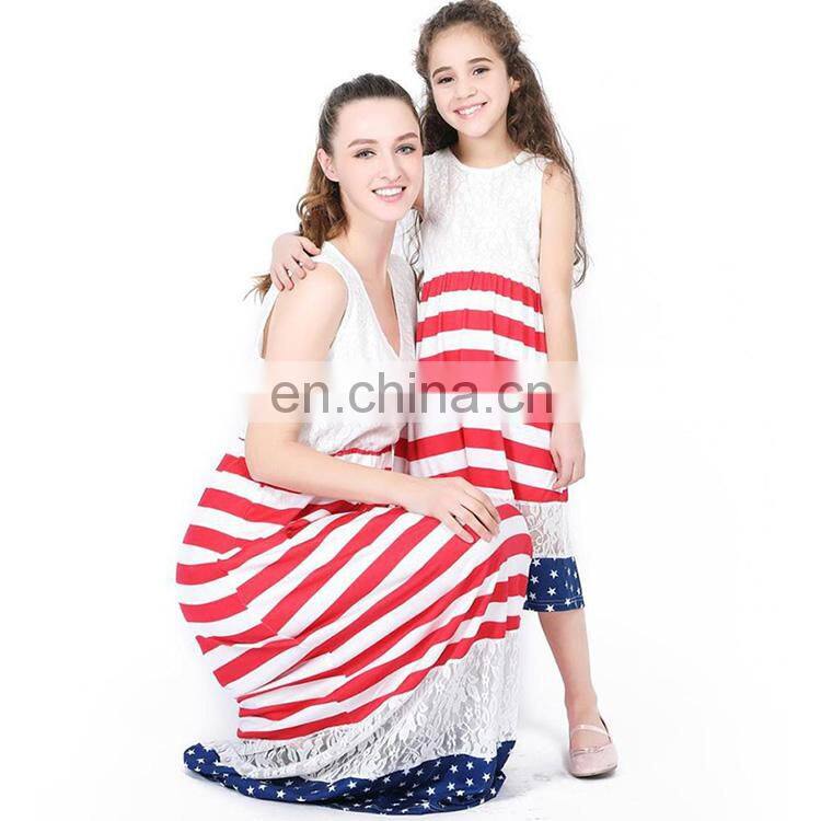 2019 new trendy women clothing design long mommy and me maxi dress mother daughter matching dresses for mom