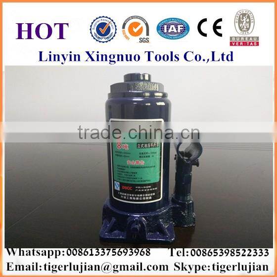 2016 arrival hot selling in China famous brand name Xingnuo 8-ton capacity hydraulic blue color bottle jack/hydraulic jack