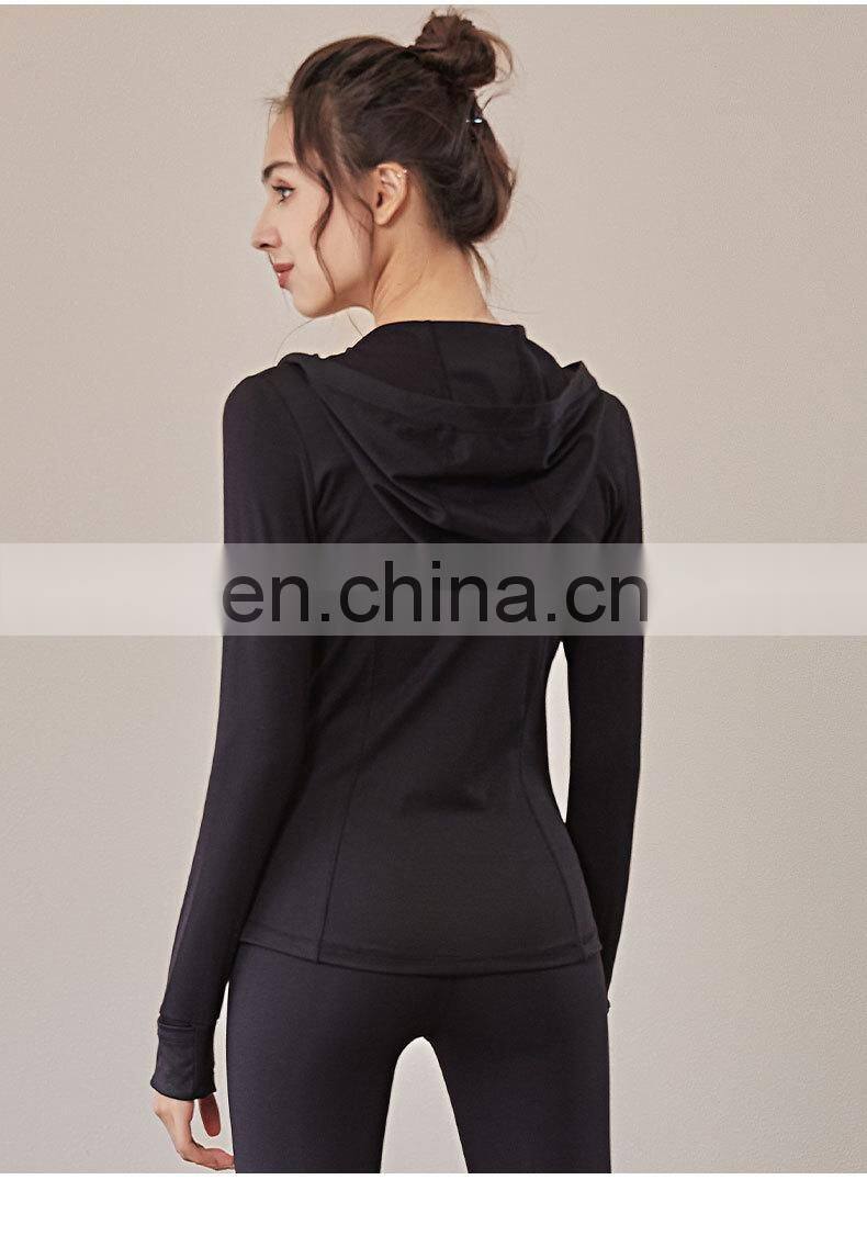 European and American fall/winter hooded sportswear women women's long-sleeved zipper tight-fitting yoga wear