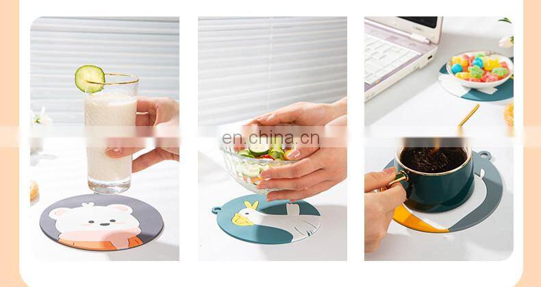 Heat Insulation Non-slip Coffee Table Cup Mats Pad Placemat Cartoon Silicone Coaster Kitchen Accessories