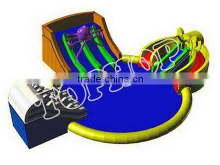 0.9mm PVC Tarpaulin Colorful Inflatable land Amusemet Park With Air Blower