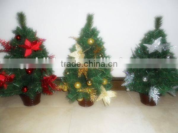45cm Mini Artificial Christmas Tree with Rattan Bottom - Colored Desk -Top Decoration