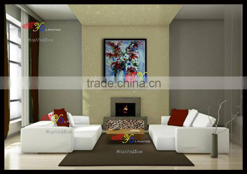 Knife painted modern wall art picture canvas abstract flower oil painting