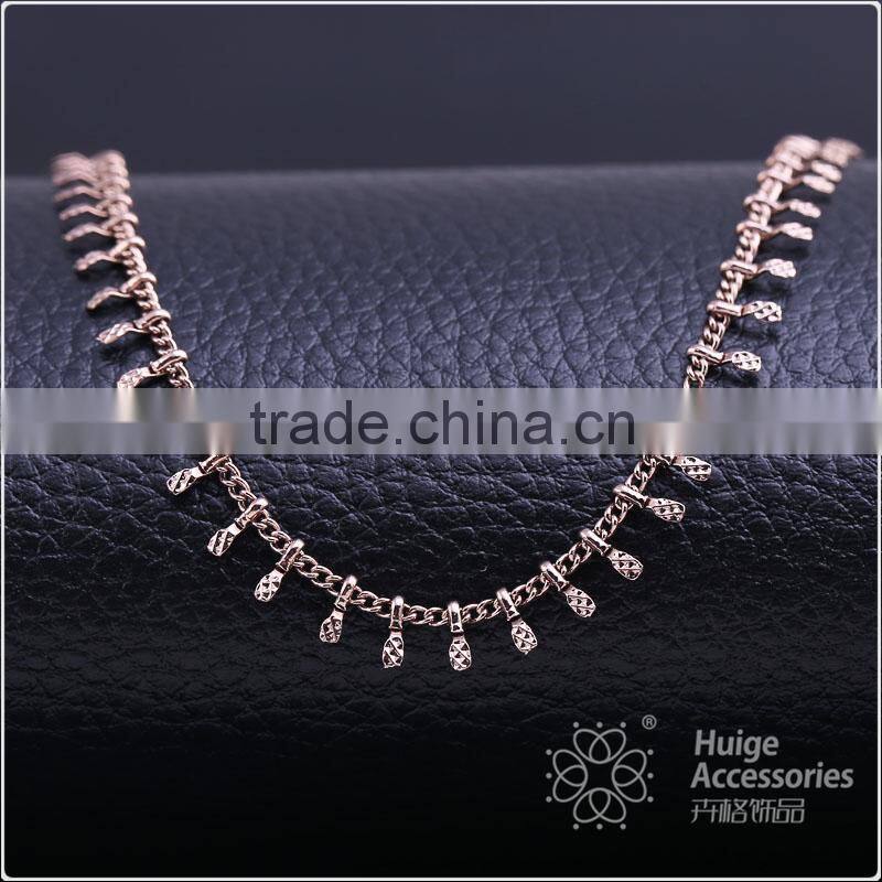 2015 china gold jewellery long fashion chain & coffee gold plated link chain