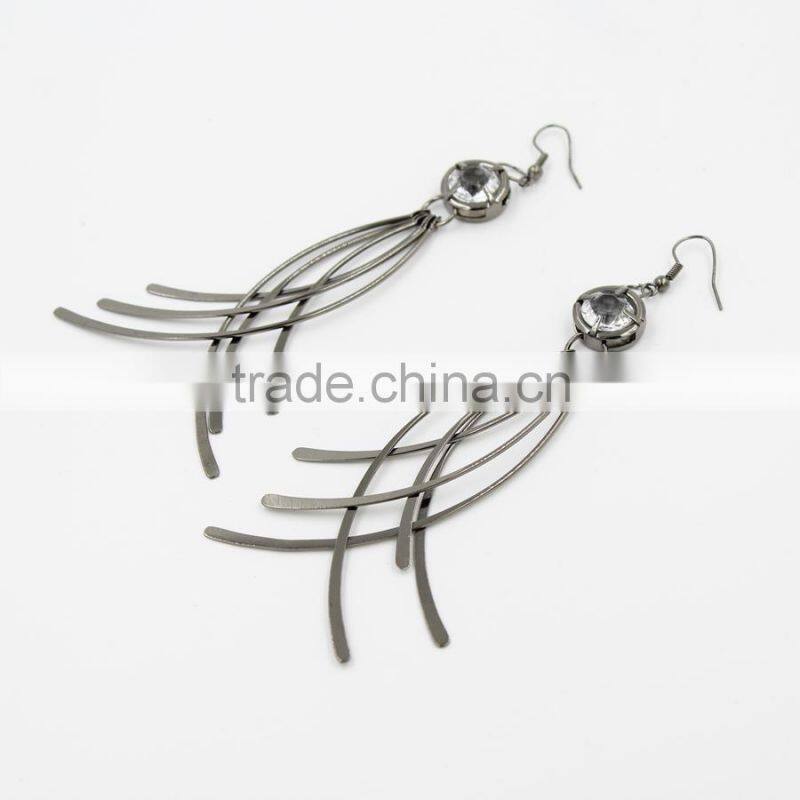 Fish Bone Pendant Fashion Earring,New Crystal Top Design Earring