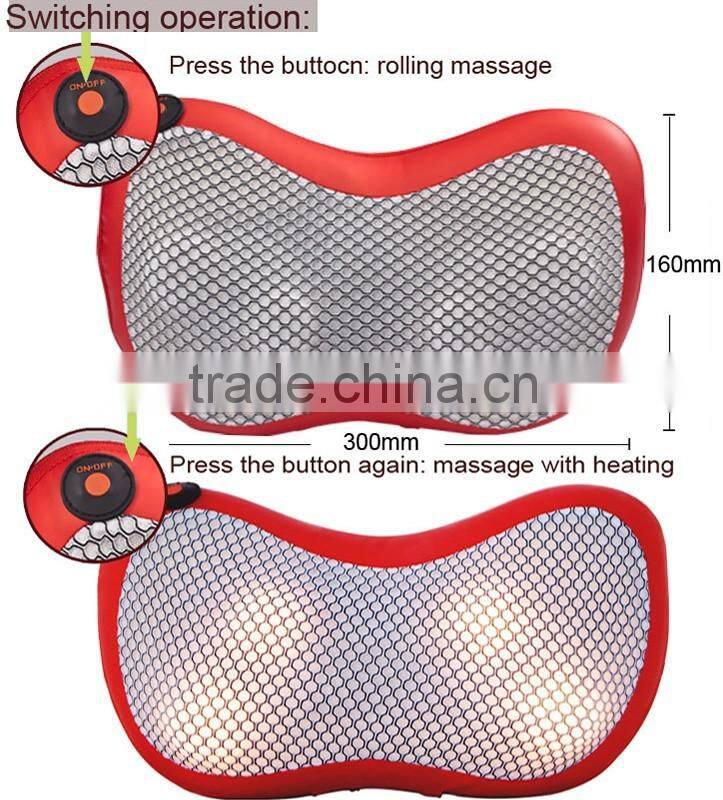 2016 china factory supplied massage pillow neck back head application pain relief massage pillow with heating