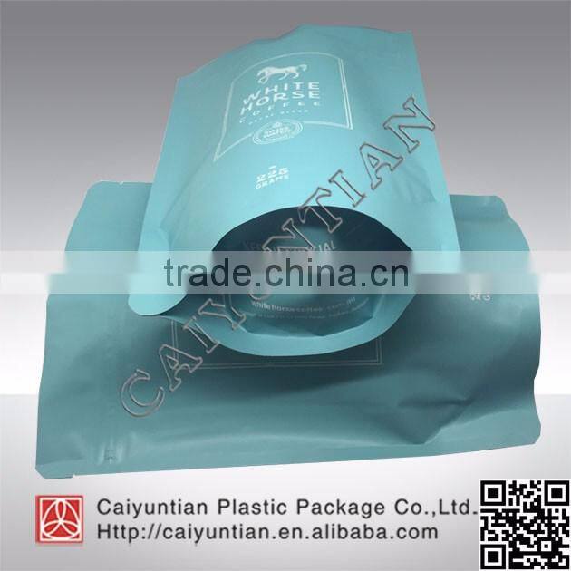 White horse matt coating coffee plastic packing bag with zipper