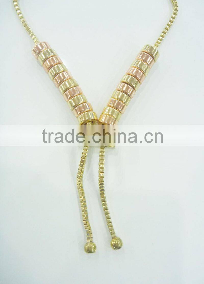 FASHION 2 TONE PLATE MAGNETIC BEADED BRACELET