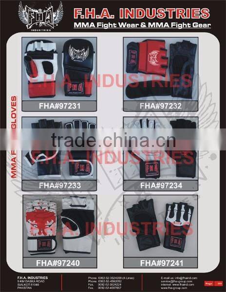 Fight Gear Combatsport MMA Grappling Cage Wrestling UFC Grappling Leather PU Neoprene Free Fighting Gloves by FHA INDUSTRIES